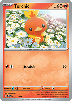 Common Pokémon card Torchic 22/159 from Journey Together expansion