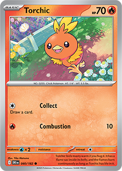 Common Pokémon card Torchic 40/182 from Destined Rivals expansion