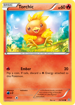 Common Pokémon card Torchic 25/160 from Primal Clash expansion