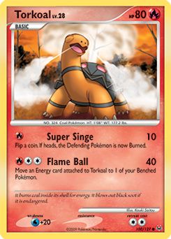 Common Pokémon card Torkoal 100/127 from Platinuim expansion