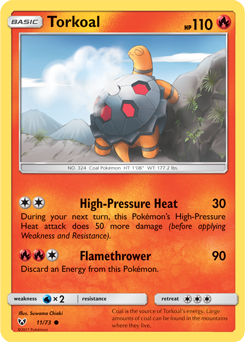 Common Pokémon card Torkoal 11/73 from Shining Legends expansion