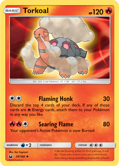 Uncommon Pokémon card Torkoal 29/168 from Celestial Storm expansion