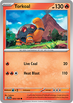 Common Pokémon card Torkoal 25/159 from Journey Together expansion