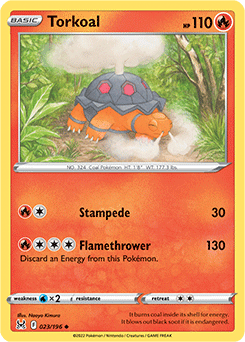 Uncommon Pokémon card Torkoal 023/196 from Lost Origin expansion