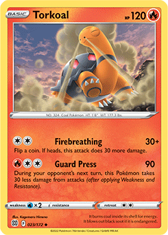 Uncommon Pokémon card Torkoal 023/172 from Brilliant Stars expansion