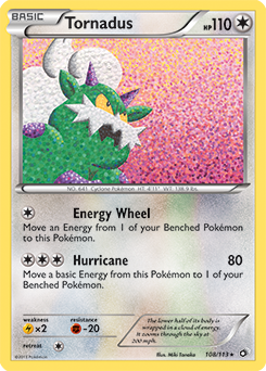 Rare holo Pokémon card Tornadus 108/113 from Legendary Treasures expansion