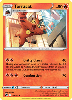 Uncommon Pokémon card Torracat 031/195 from Silver Tempest expansion