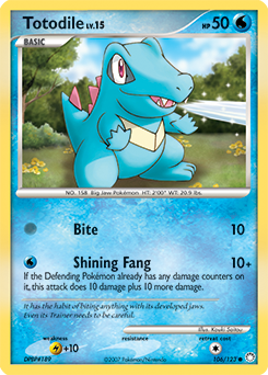 Common Pokémon card Totodile 106/123 from Mysterious Treasures expansion