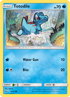 Common Pokémon card Totodile 18/73 from Shining Legends expansion