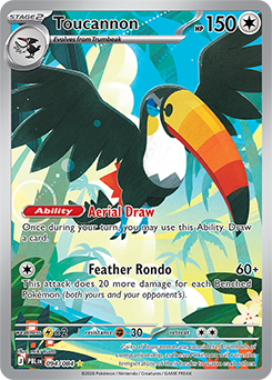 Illustration rare Pokémon card Toucannon 94/84 from Pitch Black expansion
