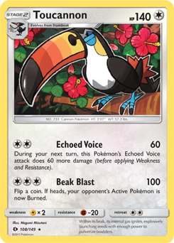 Toucannon 108/149 Pokémon card from Sun & Moon for sale at best price