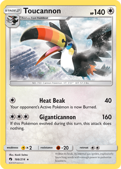 Toucannon 166/214 Pokémon card from Lost Thunder for sale at best price