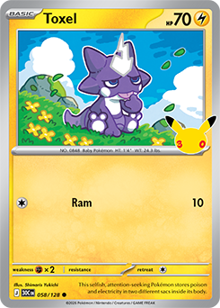 Common Pokémon card Toxel 058/128 from 30th Celebration expansion
