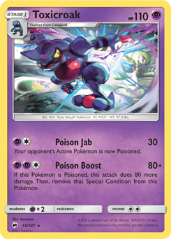 Toxicroak 55/147 Pokémon card from Burning Shadows for sale at best price