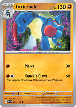 Uncommon Pokémon card Toxicroak 115/193 from Paldea Evolved expansion
