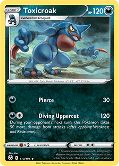 Uncommon Pokémon card Toxicroak 110/195 from Silver Tempest expansion