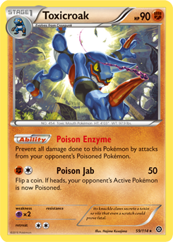 Rare Pokémon card Toxicroak 59/114 from Steam Siege expansion