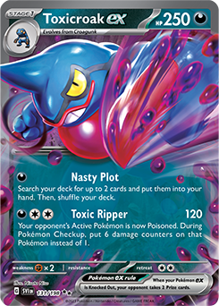 Double rare Pokémon card Toxicroak ex 131/198 from Scarlet & Violet expansion