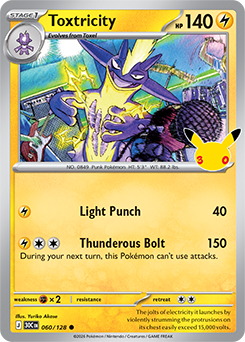 Common Pokémon card Toxtricity 060/128 from 30th Celebration expansion