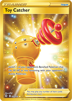 Gold Item Pokémon card Toy Catcher 233/203 from Evolving Skies expansion