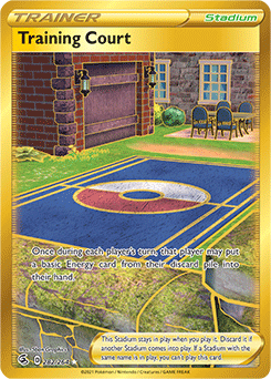 Gold Item Pokémon card Training Court 282/264 from Fusion Strike expansion
