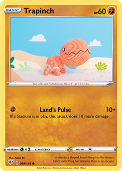 Common Pokémon card Trapinch 89/189 from Darkness Ablaze expansion