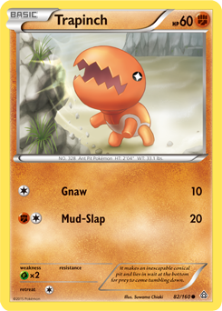 Common Pokémon card Trapinch 82/160 from Primal Clash expansion