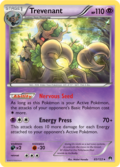 Rare Pokémon card Trevenant 65/122 from Breakpoint expansion
