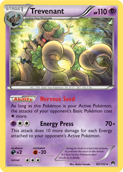 trevenant v 013203 Rare Pokémon card Trevenant 65/122 from Breakpoint expansion
