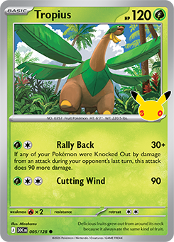 Common Pokémon card Tropius 005/128 from 30th Celebration expansion