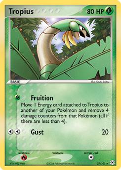 Rare Pokémon card Tropius 27/101 from Ex Hidden Legends expansion