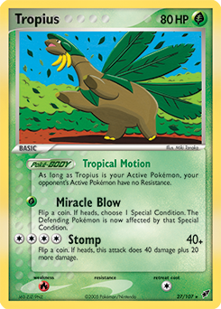 Carte Pokémon Rare Tropius 27/107 de la série Ex Deoxys