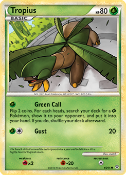 Common Pokémon card Tropius 66/95 from Unleashed expansion