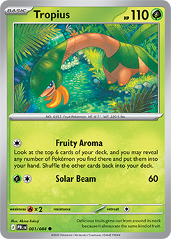 Common Pokémon card Tropius 1/84 from Pitch Black expansion
