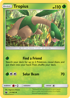 Uncommon Pokémon card Tropius 21/168 from Celestial Storm expansion