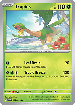 Common Pokémon card Tropius 007/193 from Paldea Evolved expansion