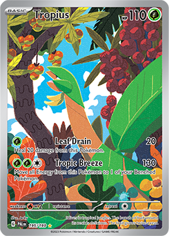 Illustration rare Pokémon card Tropius 195/193 from Paldea Evolved expansion