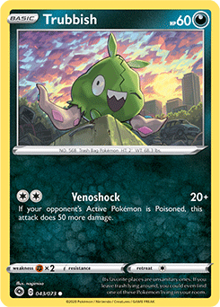 Common Pokémon card Trubbish 043/073 from Champion s Path expansion