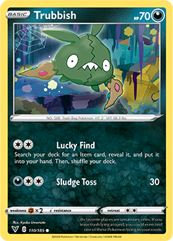 Common Pokémon card Trubbish 110/185 from Vivid Voltage expansion