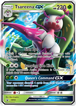 Promo Pokémon card Tsareena GX SM56 from Sun and Moon Promos expansion