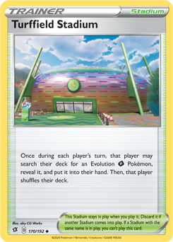 Uncommon Pokémon card Turffield Stadium 170/192 from Rebel Clash expansion
