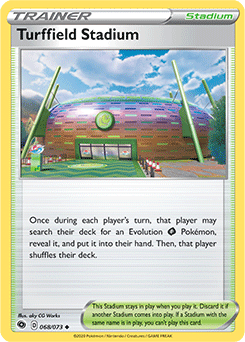 Uncommon Pokémon card Turffield Stadium 068/073 from Champion s Path expansion