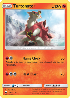 Turtonator 26/147 Pokémon card from Burning Shadows for sale at best price