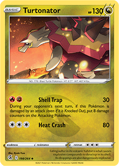 Uncommon Pokémon card Turtonator 198/264 from Fusion Strike expansion
