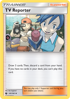 Uncommon Pokémon card TV Reporter 149/168 from Celestial Storm expansion
