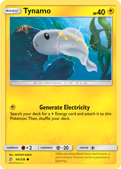 Common Pokémon card Tynamo 64/236 from Unified Minds expansion