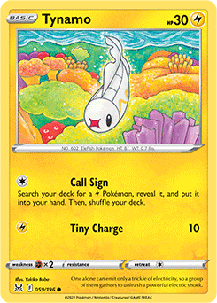 Common Pokémon card Tynamo 059/196 from Lost Origin expansion