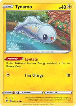 Common Pokémon card Tynamo 057/185 from Vivid Voltage expansion