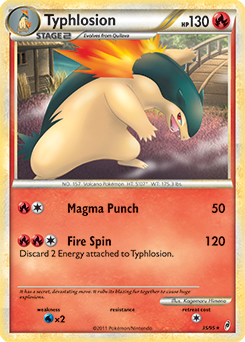 Rare Pokémon card Typhlosion 35/95 from Call of Legends expansion