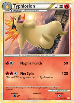 Rare Pokémon card Typhlosion 32/123 from HeartGold SoulSilver expansion